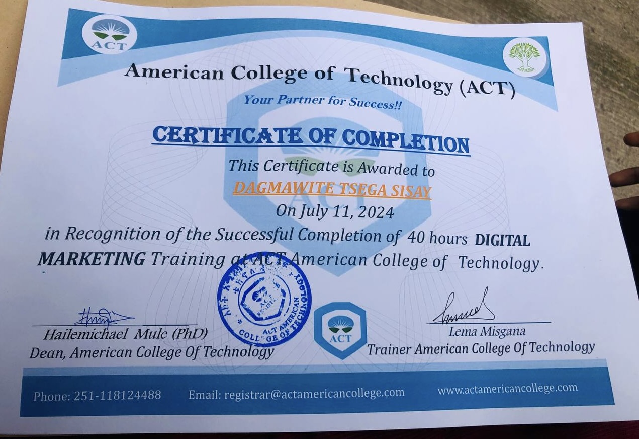Digital Marketing certificate