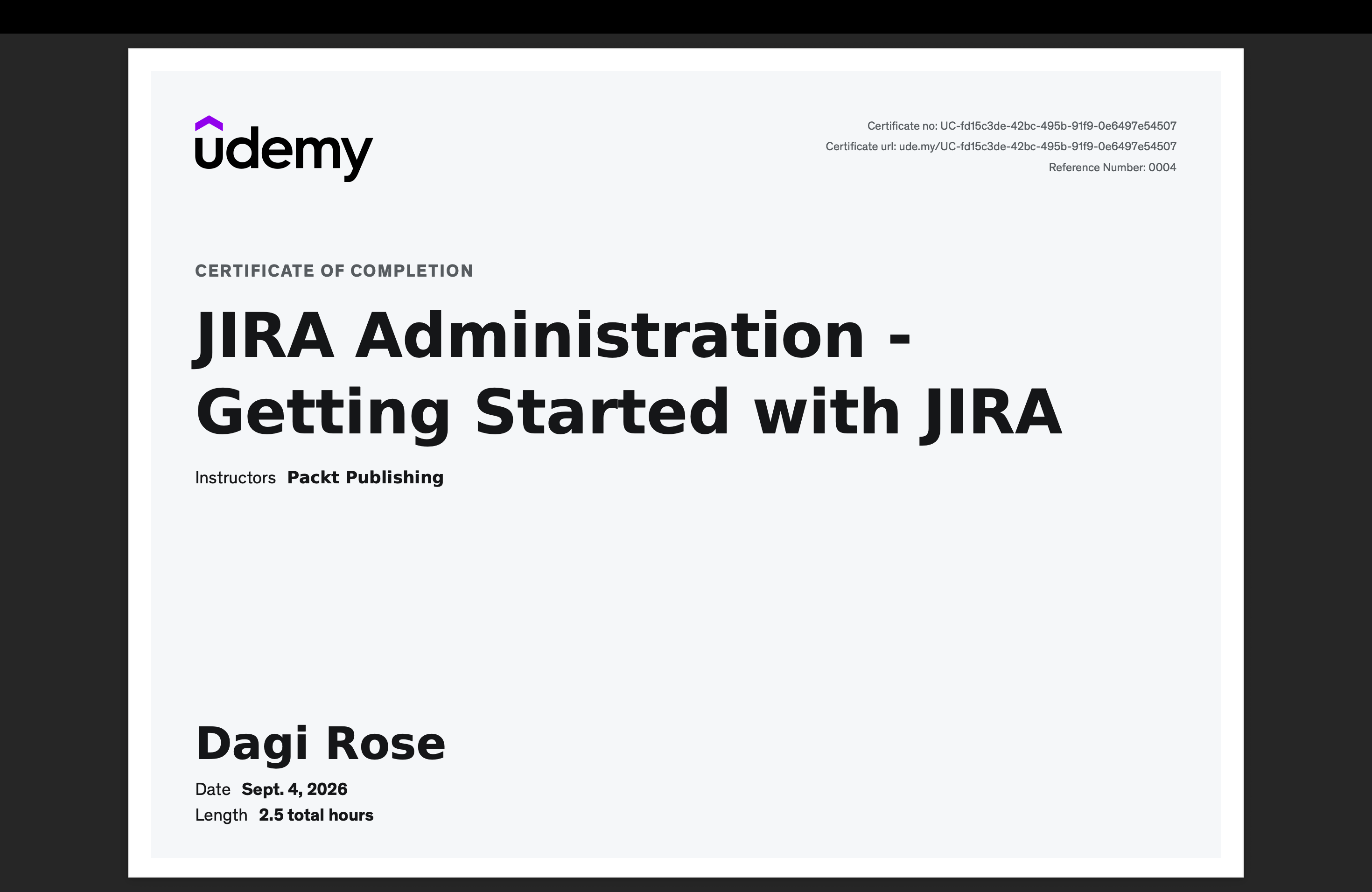 Jira Administration certificate